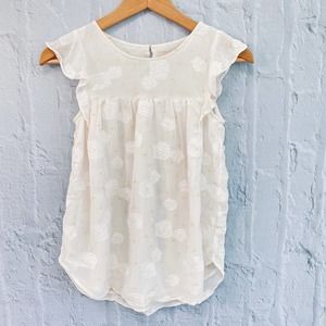 LOFT Flutter Sleeve Gold Dotted Blouse Sz XXSP